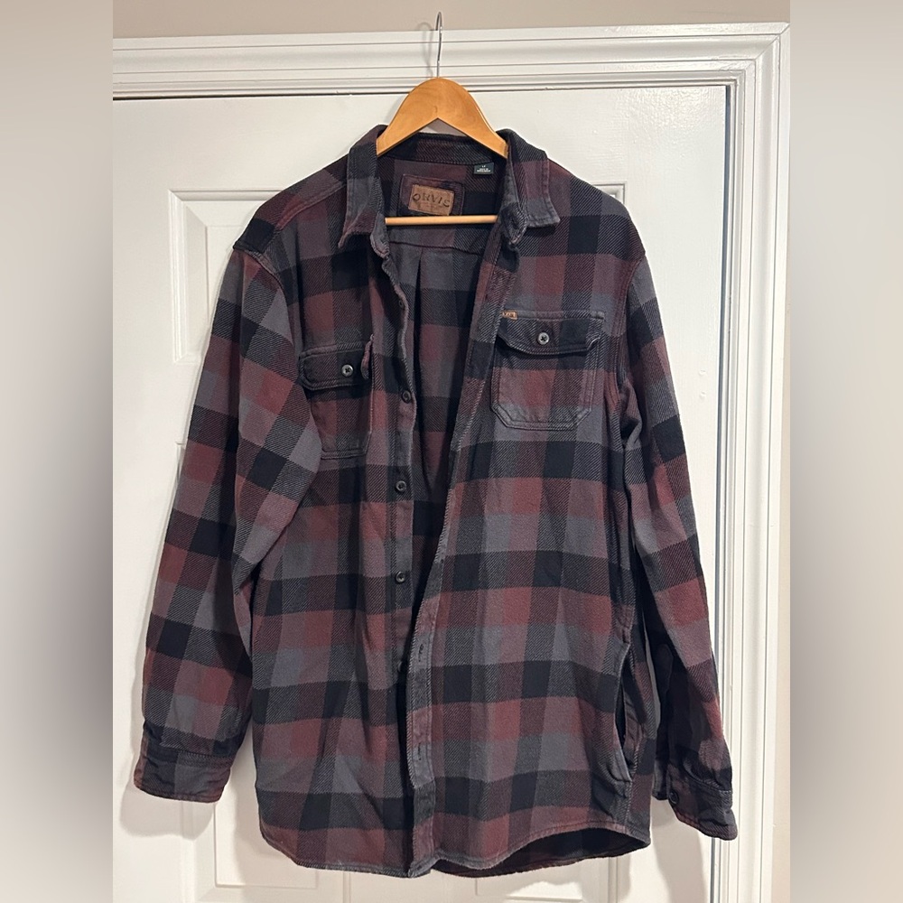Orvis Big Bear Heavy Weight Brushed Flannel Shirt Jacket Men’s Large Tall - LT